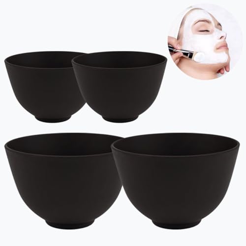 Rowcay Black Silicone Mixing Bowls Set – 2 Large & 2 Medium for Facial Masks & More, Variation: Black-2L2M