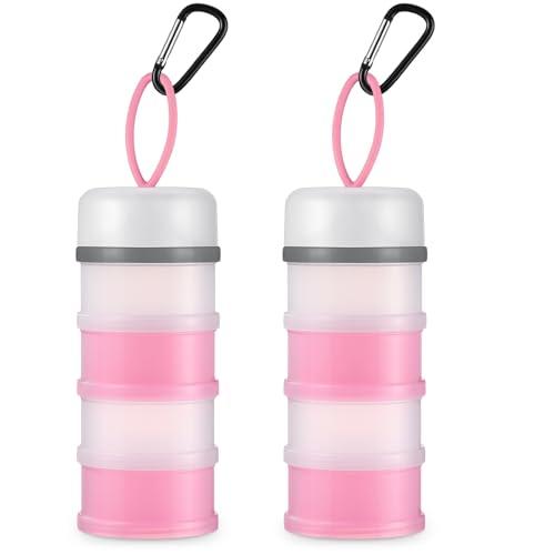 Baderke Protein Powder Travel Container Set with Funnels - Pink & White