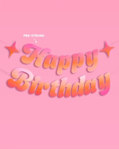 Happy Birthday Pink & Orange Banner - 39 Inch Kids Party Decor