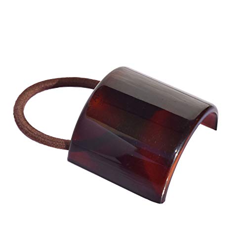 Parcelona French Tortoise Shell Ponytail Hair Elastic - Cellulose Acetate