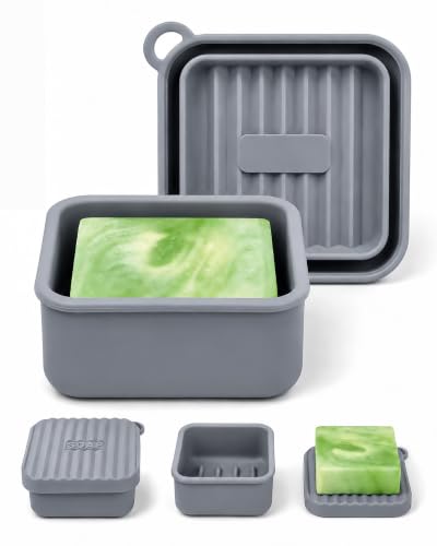 Leakproof Silicone Travel Soap Case for Square Bars - Dark Gray