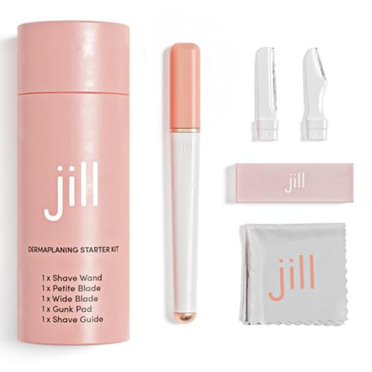 Jill V1 Dermaplane Razor Trial Kit ? Beginner Facial Hair Removal & Exfoliation Set with V1 Shave Wand, 2 V1 Dermaplane Blades & Cleaning Cloth ? Only Compatible with V1 Refill Blades