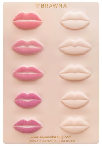 BRAWNA 3D Lip Practice Skin with 10 Lip Shapes - Nude-1 Pack for Lip Tattooing