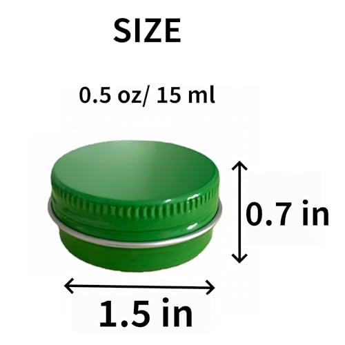 Green Aluminum Tins with Screw Lids, 0.5oz, 32 Pack for Storage
