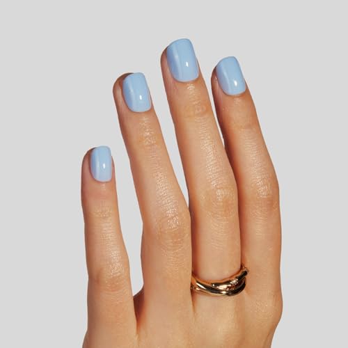 Lamimosa 32-Piece Baby Blue Press-On Nails - Extra Short Round Kit