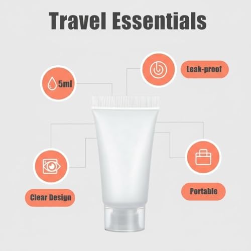 20 Pcs 5ml Refillable Travel Sample Bottles - Leakproof Plastic Containers