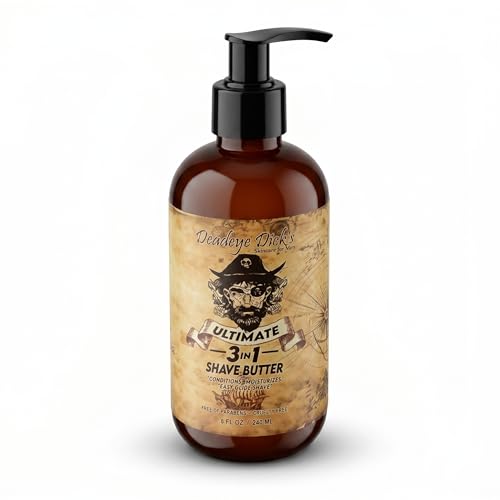 Deadeye Dick's 3-in-1 Shave Butter for Face, Head & Body - Natural, Irritation-Free Formula (8 FL Oz)