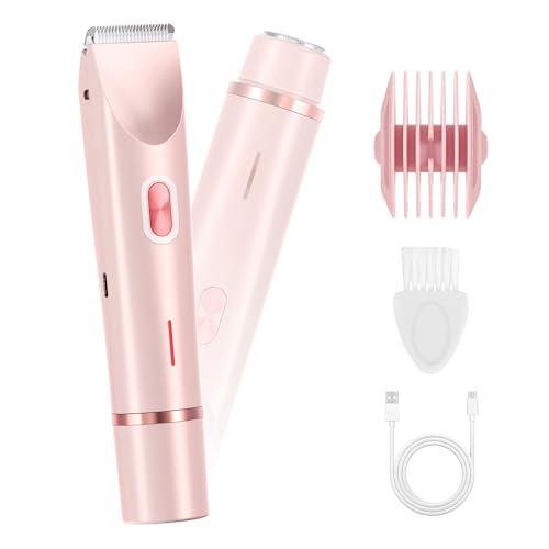 Pink 2-in-1 Bikini Trimmer for Women - IPX7 Waterproof Electric Razor