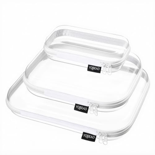 YQBRAO Clear Hard Shell Organizer Cases, 3-Pack (Large, Medium, Small)