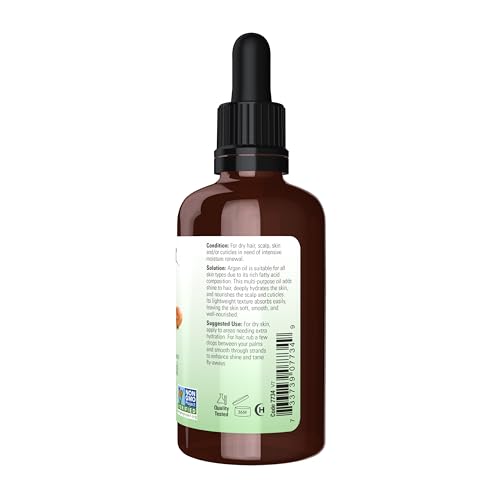 NOW Organic Argan Oil Unscented 2oz - Multi-Purpose Skin, Hair, Nail Oil