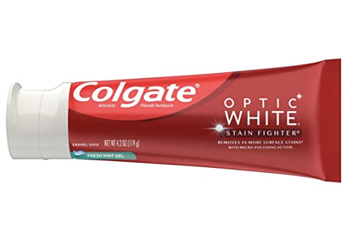 Colgate Optic White Stain Fighter Whitening Toothpaste Gel 4.2 oz Pack of 2