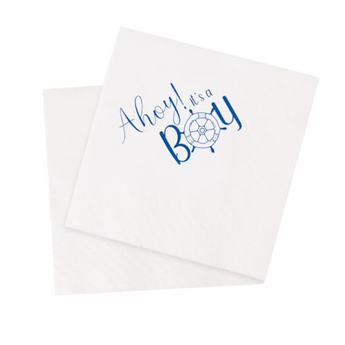 Ahoy It's A Boy Nautical Baby Shower Cocktail Napkins - 50 Pack