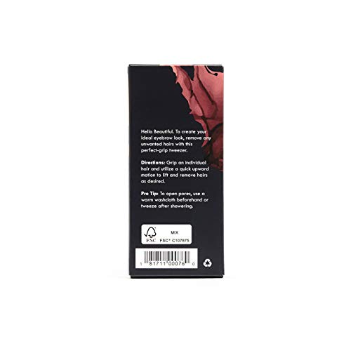 Chella Stainless Steel Slanted Eyebrow Tweezers with Rubber Coating