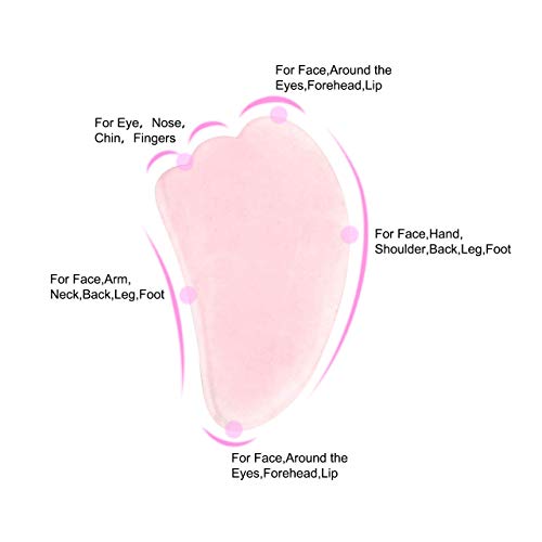 Jovivi Natural Rose Quartz Gua Sha Wing-Shape Facial Massage Tool