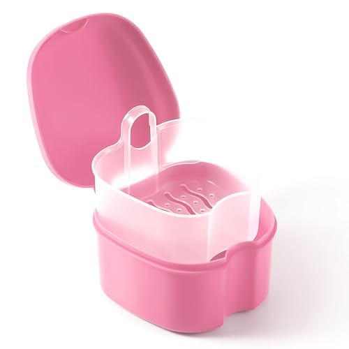 JMU Denture Bath Case with Strainer Basket for Easy Cleaning