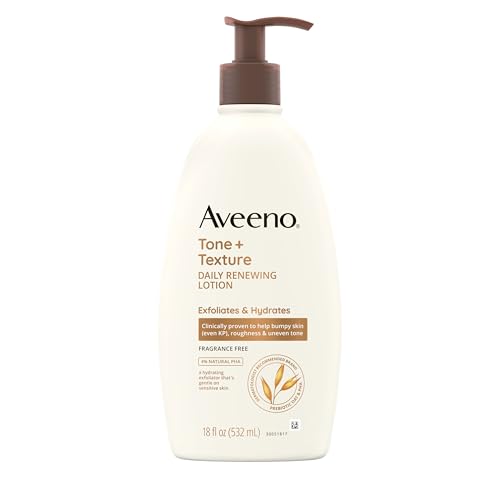 Aveeno Tone + Texture Renewing Body Lotion, 18 fl. oz - Fragrance-Free Moisturizer for Bumpy Skin