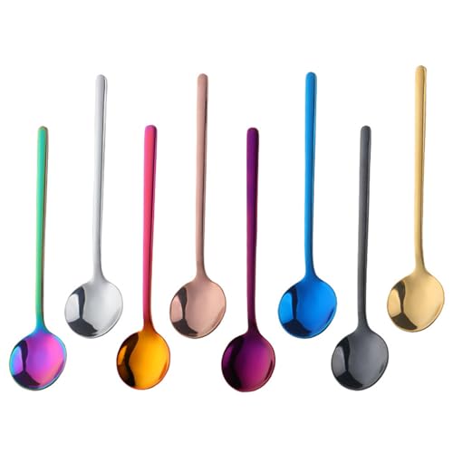 TEAHAHA 8 Pcs Stainless Steel Coffee Spoons Set, 5.3-Inch Mini Espresso Spoons for Tea, Sugar & Ice Cream