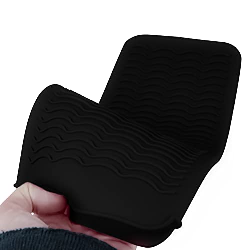 Heat Resistant Silicone Mat & Pouch for Hair Tools - Black