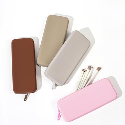 WHHJM Black Silicone Makeup Brush Holder & Travel Organizer - Portable Zipper Pouch