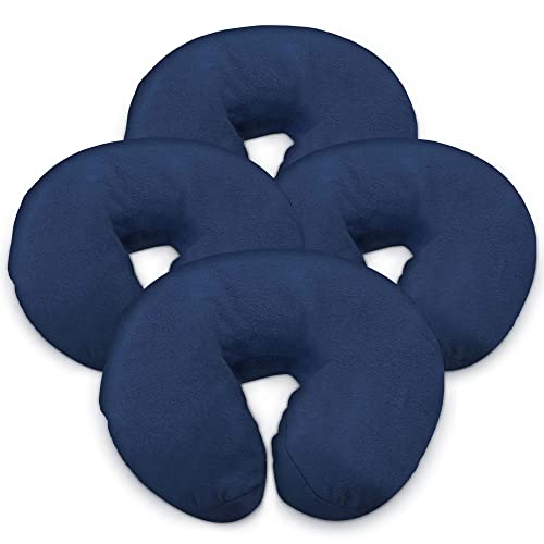 London Linens Pack of 4 Blue Fitted Cotton Flannel Massage Table Covers - Extra Thick & Soft