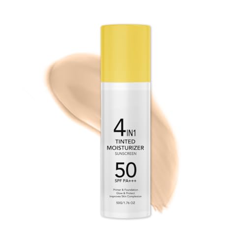 Clenome 4-in-1 Tinted Moisturizer SPF 50 | Ivory White - Lightweight Sunscreen with Dewy Finish