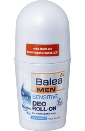 Balea Men Sensitive Deodorant Roll-On, Aluminum-Free & Vegan, 50ml