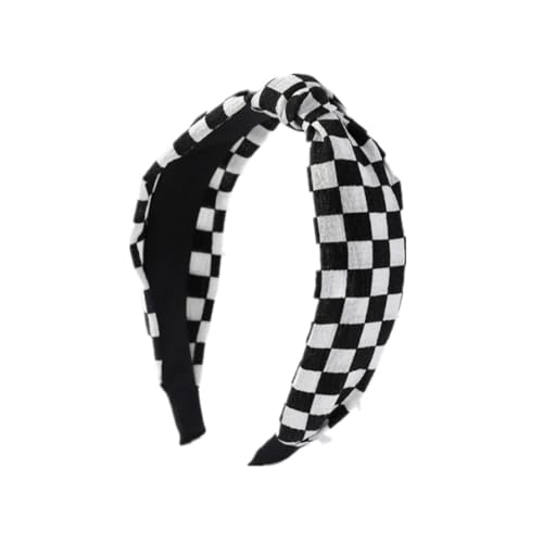 Women Checkered Knotted Headbands Set - Non-Slip Fashion Hair Bands, 3 Pack