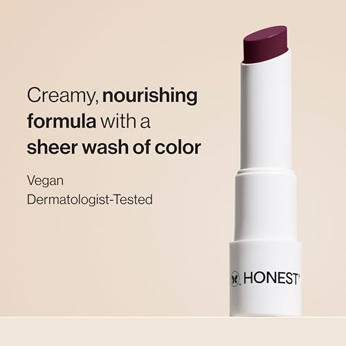 Honest Beauty Moisturizing Vegan Tinted Lip Balm, Antioxidant-Rich, Acai Extracts Avocado Oil, Paraben and Cruelty-Free, Plum Drop