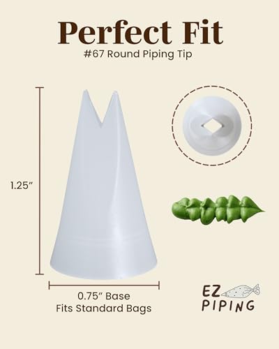 EZPiping #67 Leaf Piping Tips - Reusable Plastic Nozzles (20pcs) for Cake Decoration
