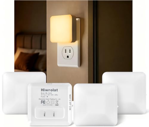 Hiwrolat Dusk to Dawn Sensor Night Lights - 4 Pack, Soft Warm White