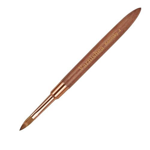Varnishea Pure Kolinsky Acrylic Nail Brush - Size 4 Rose Gold & Brown Handle