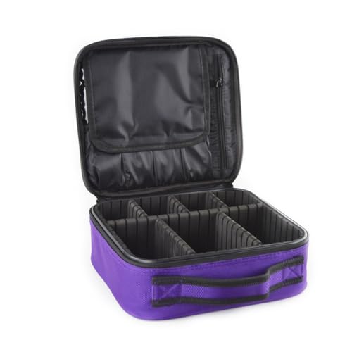 Semilyn Purple Travel Makeup Bag - Organizer with Adjustable Dividers