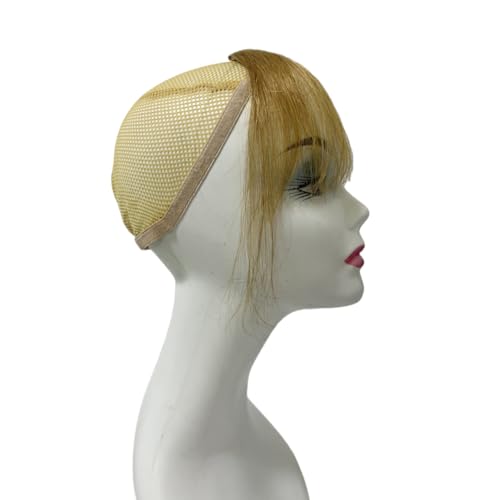 AYunhe 100% Real Human Hair Clip-In Air Bangs - Dark Blonde Fringe
