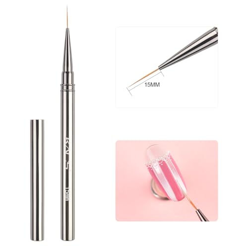 KADS Fine Liner Nail Brush Set with Metal Handle - 5 Sizes