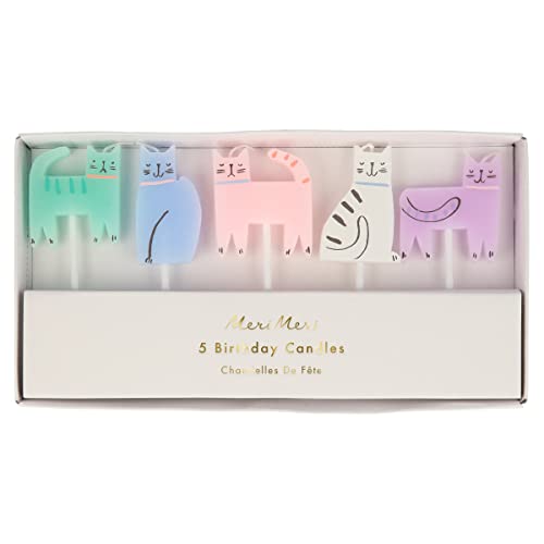 Meri Meri Cat Candles - Pack of 5 Colorful Birthday Candles