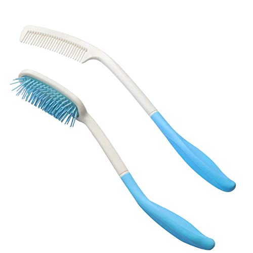 Long Reach Handled Comb and Hair Brush Set for Elderly and Disabled