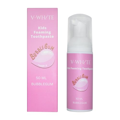 V-WHITE Foam Toothpaste for Kids & Adults - 50ml Bubblegum Flavor
