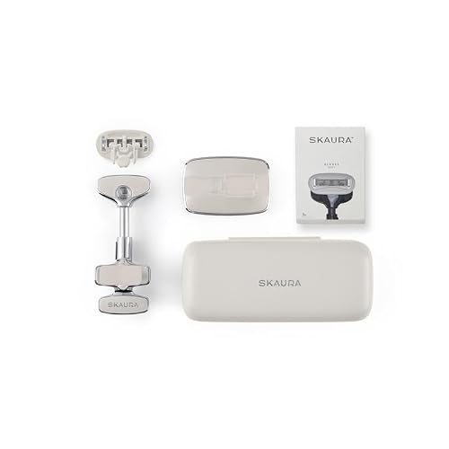 SKAURA ONE Luxury Body Shaving Kit ? Patented Razor System with Zinc Alloy Metal Handle, Elegant Stand, Precision Refill Blades & Protective Travel Case for an Elevated Full-Body Grooming Ritual