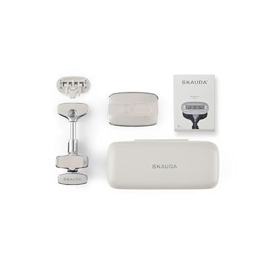 SKAURA ONE Luxury Body Shaving Kit ? Patented Razor System with Zinc Alloy Metal Handle, Elegant Stand, Precision Refill Blades & Protective Travel Case for an Elevated Full-Body Grooming Ritual