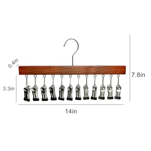 Wooden Pants Hangers with Clips - 2 Pack for Closet Organization