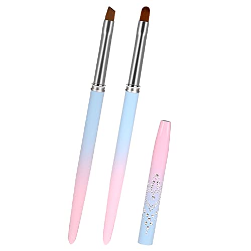 Nail Art Clean Up Brush Set - 2 Pcs Round & Angled Brushes