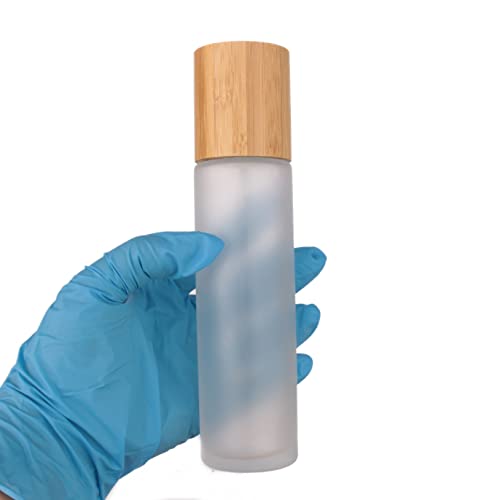 COSIDEA 4oz Frosted Glass Spray Bottles with Bamboo Lids - Liquid Perfume & Cosmetic Containers
