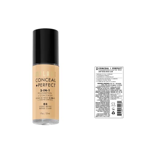 Milani Conceal + Perfect Liquid Foundation - Light Beige, 1 Fl. Oz