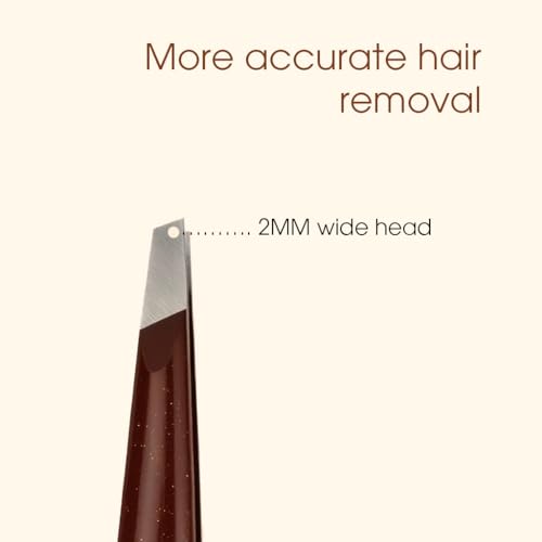 Professional Stainless Steel Eyebrow Tweezers with Leather Case - Precision Brow Tool