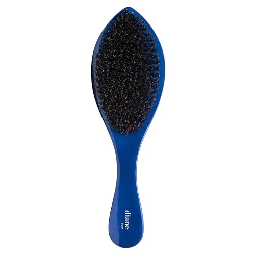 Diane Prestige Medium Boar Bristle Curved Oval Wave Hair Brush Blue - 1 Pack
