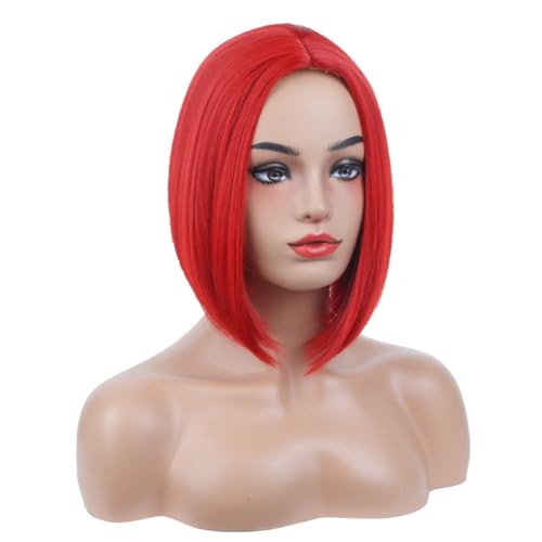 Ufindcos Red Short Straight Bob Wig - Heat Resistant Synthetic Hair