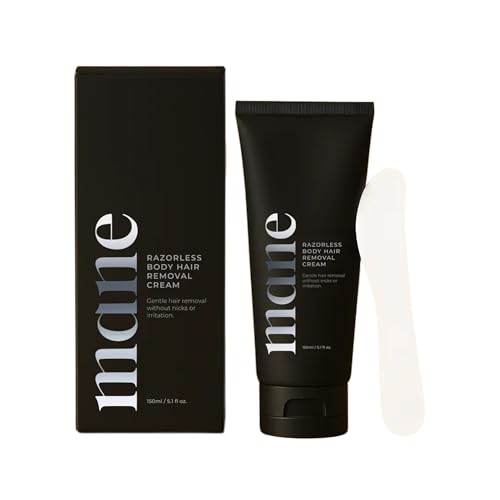 Superior Mane Razorless Hair Removal Cream for Men ? Painless Body & Intimate Hair Removal, No Razor Burn ? Rinse-Free Formula with Cooling Effect, Aloe Vera, Witch Hazel & Green Tea ? 150ml