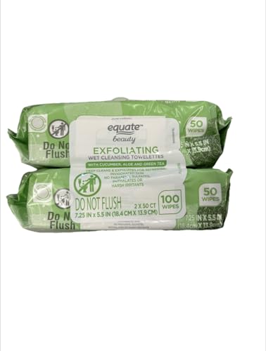 Equate Exfoliating Wet Cleansing Towelettes - 100 Count Twin Pack
