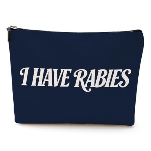 PQV Navy Blue Funny Makeup Bag for Women - Sarcastic Humor Travel Toiletry Pouch