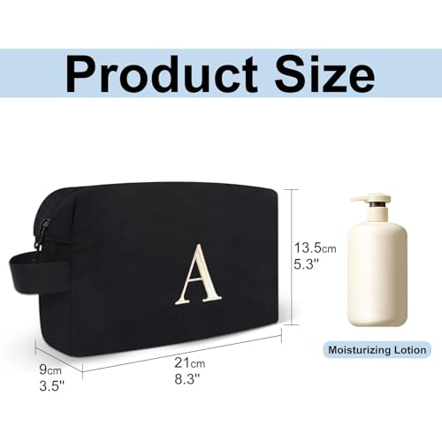A-Z Monogram Travel Toiletry Bag, Initial Makeup Bag - Black Letter C